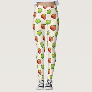 Leggings Motif de pomme de caricature rouge et verte