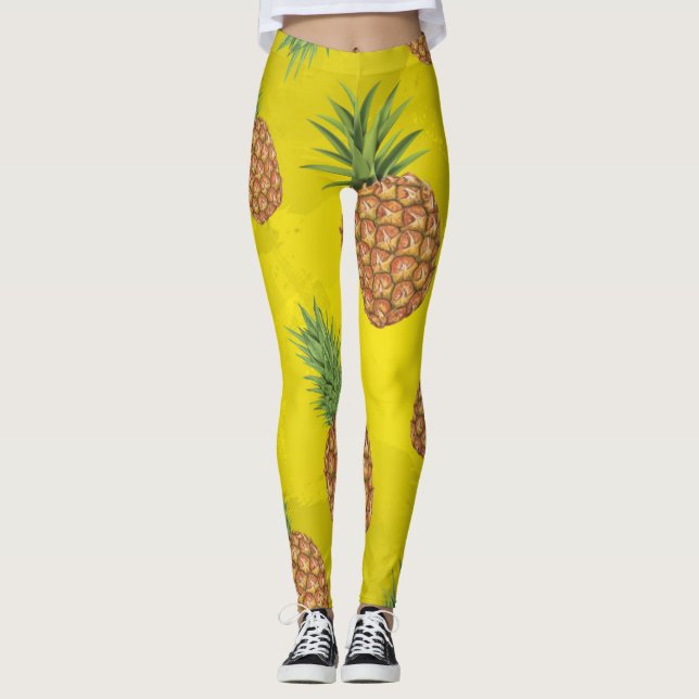 Leggings Motif de pomme de pin d'aquarelle 3 (Devant)