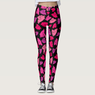 Leggings Motif de porc rose
