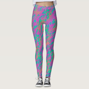 Leggings Motif de Poster de animal Abstrait rose rose