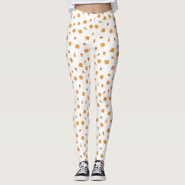 Leggings Motif de poulet et gaufres frits (Devant)