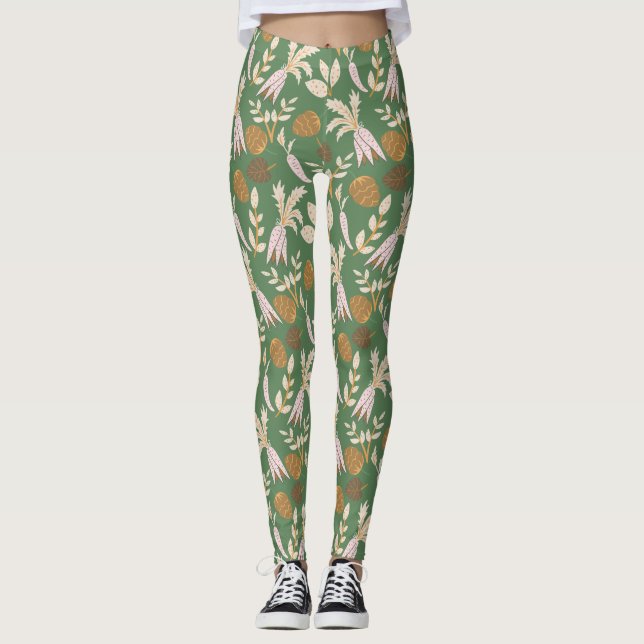 Leggings Motif de printemps vert (Devant)