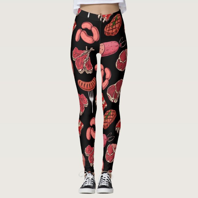 Leggings motif de produits carnés dessinés à la main Leggin (Devant)