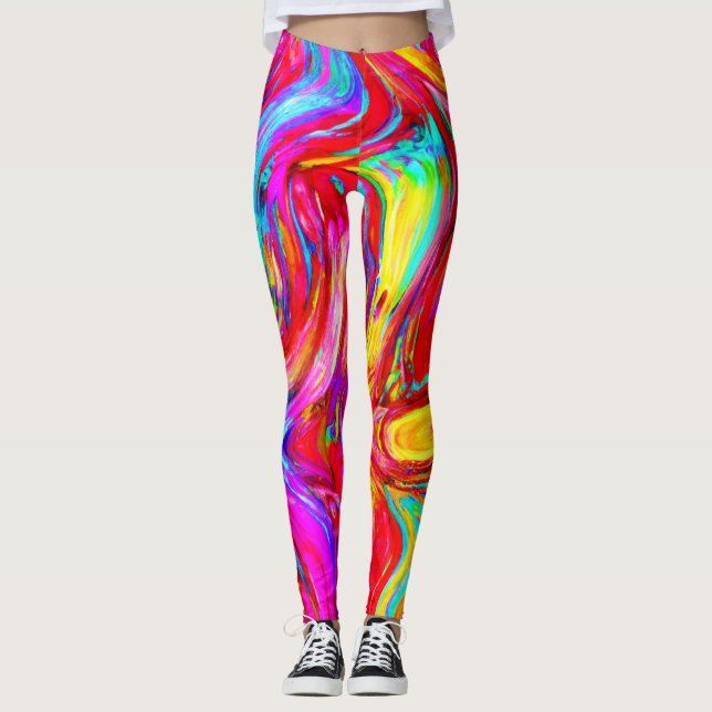 Leggings Motif de projection de couleur Abstrait (Devant)