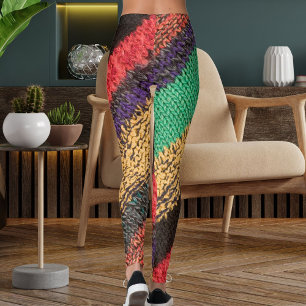 Leggings Motif de pull en laine tricotée coloré à rayures g