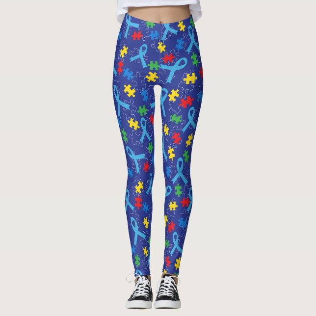Leggings Motif de puzzle de ruban de mois de (Devant)