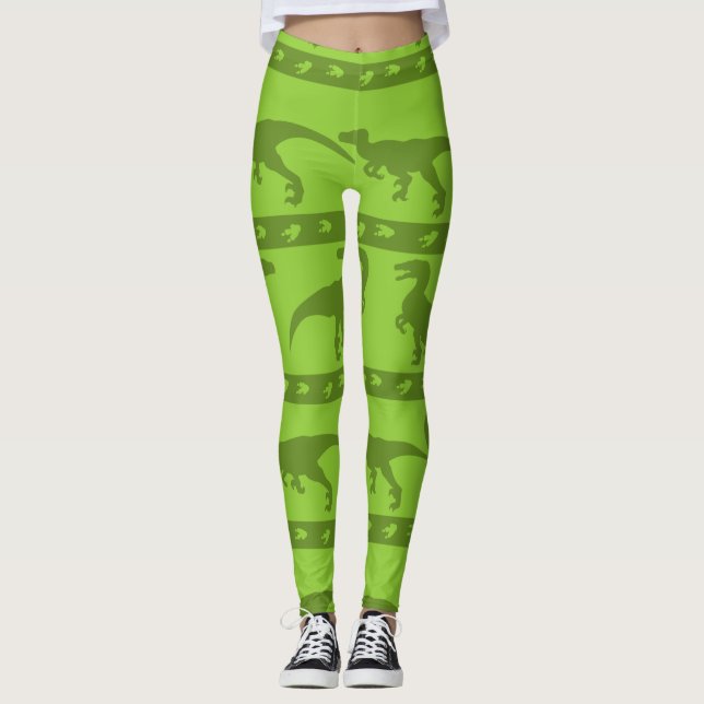 Leggings Motif de Raptor Vert (Devant)