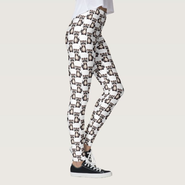 Leggings Motif de Raton Laveur Blanc  (Droite)
