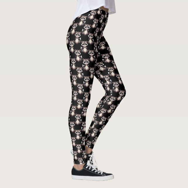 Leggings Motif de Raton laveur Noir  (Droite)