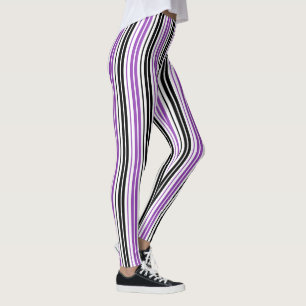 Leggings Motif de rayures blanches noires violettes Design