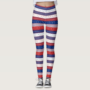 Leggings Motif de rayures patriotiques rouges blanches et b