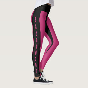 Leggings Motif de rayures roses noires Nom personnalisé Chr