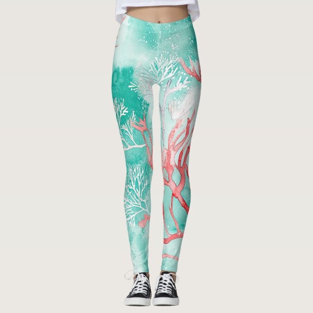Leggings Motif de récif corallien océanique (Devant)