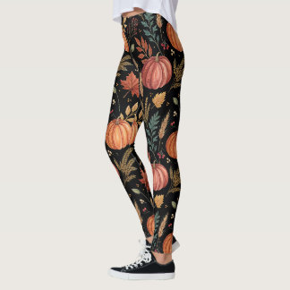 Leggings Motif de récolte d'automne Watercolor