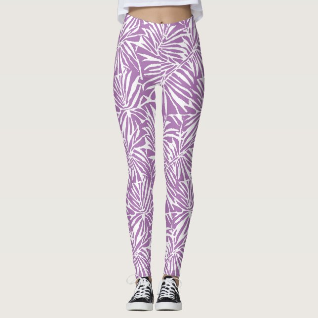 Leggings Motif de répétition Pale Purple Tropical Leaf (Devant)
