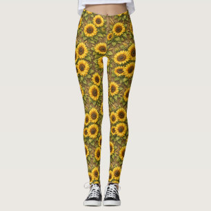 Leggings Motif de répétition sans couture de tournesol enso