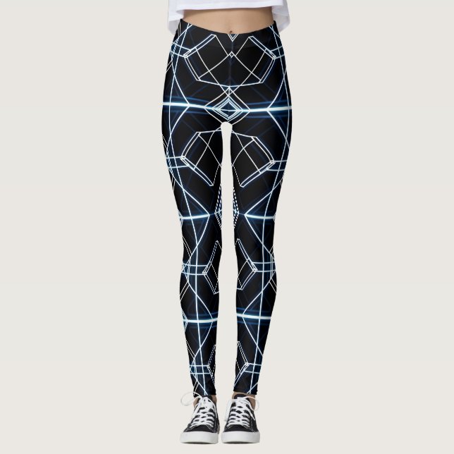 Leggings Motif de réseau néon futuriste (Devant)