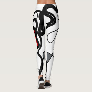 Leggings Motif de rétention : Abstrait noir, blanc, gris et