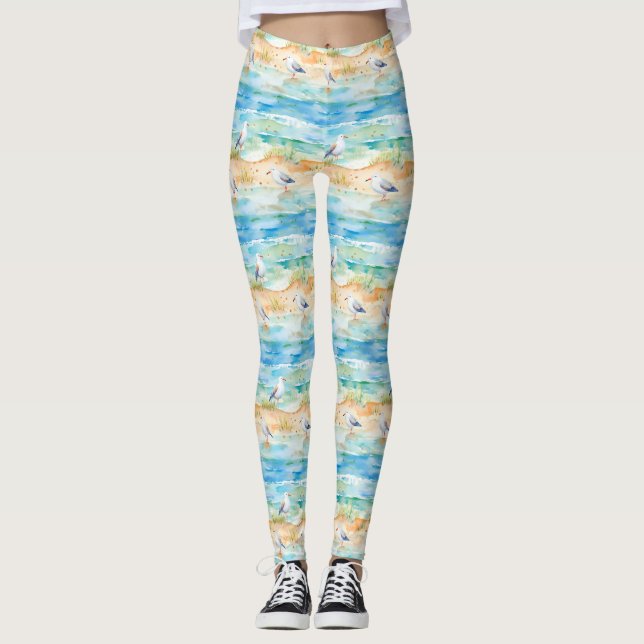 Leggings Motif de rivage de bécasseau côtier (1) (Devant)