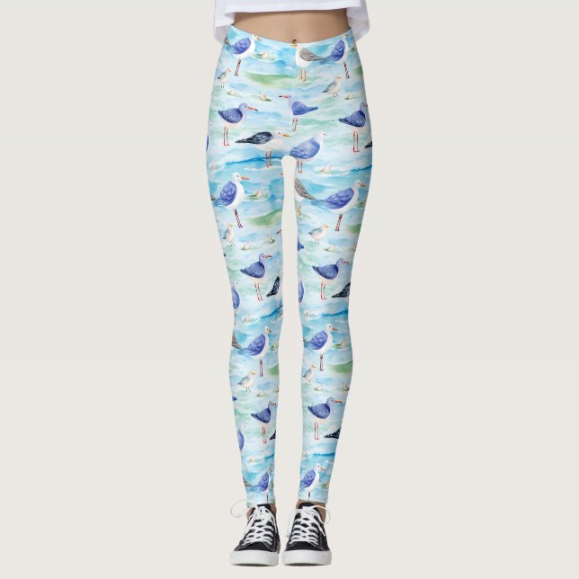 Leggings Motif de rivage de bécasseau côtier (3) (Devant)