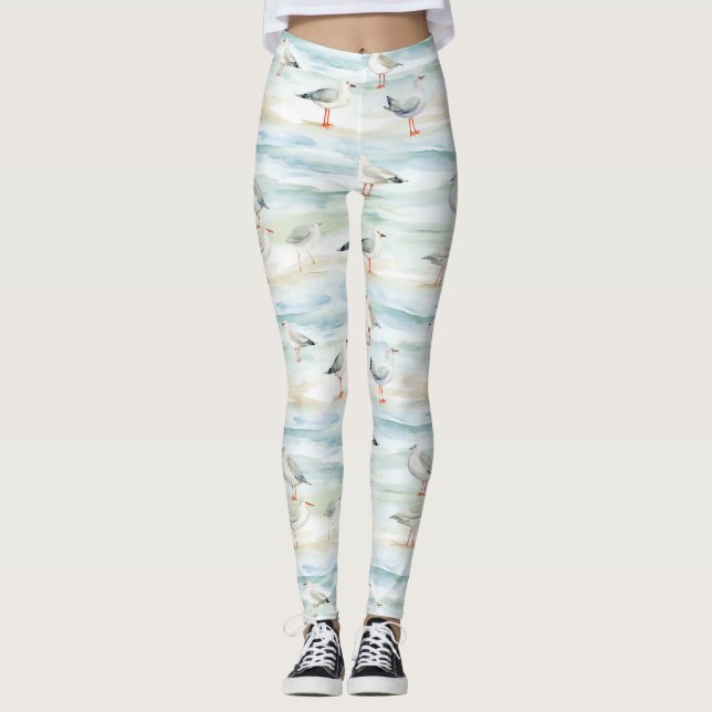 Leggings Motif de rivage de bécasseau côtier (6) (Devant)