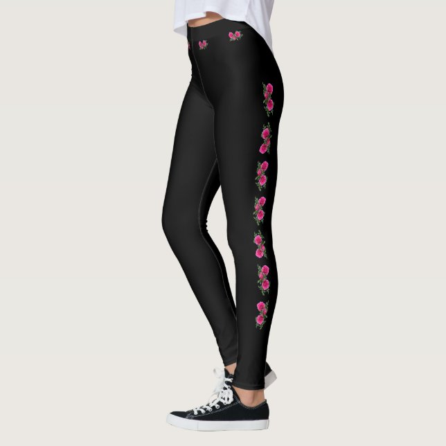 Leggings Motif de rose noir (Gauche)