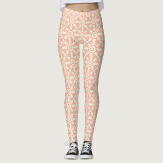 Leggings Motif de Rosette Géométrique Corail Pêche