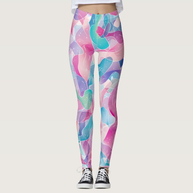 Leggings Motif de ruban abstrait pastel (Devant)