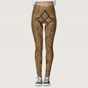 Leggings Motif de serpent à dos de diamant