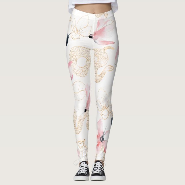 Leggings Motif de serpent rose (Devant)