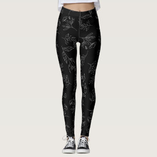 Leggings Motif de silhouette de fleurs