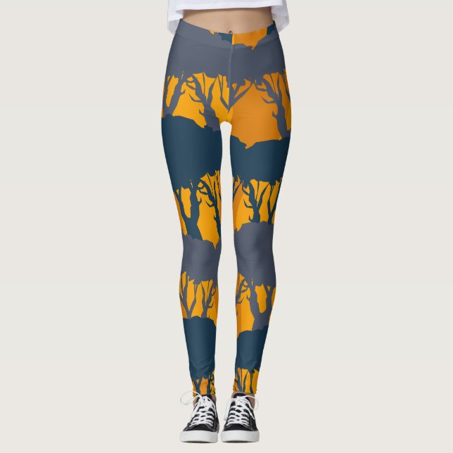 Leggings Motif de silhouette forestière (Devant)