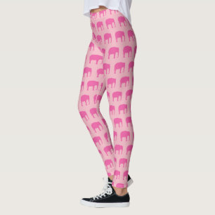 Leggings Motif de silhouettes d'éléphant rose