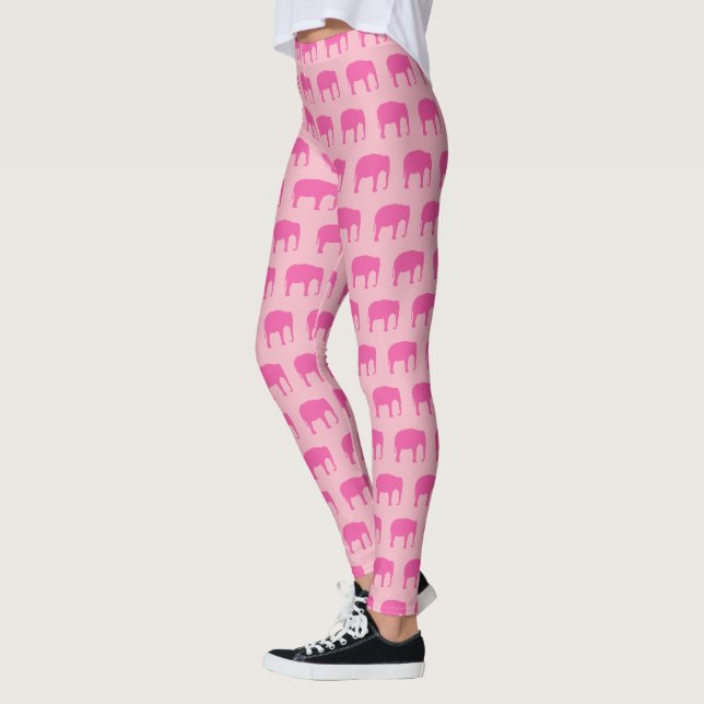 Leggings Motif de silhouettes d'éléphant rose (Gauche)