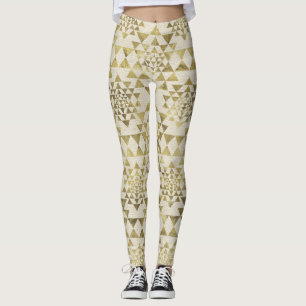 Leggings Motif de Sri Yantra/Sri Chakra - pastel d'or
