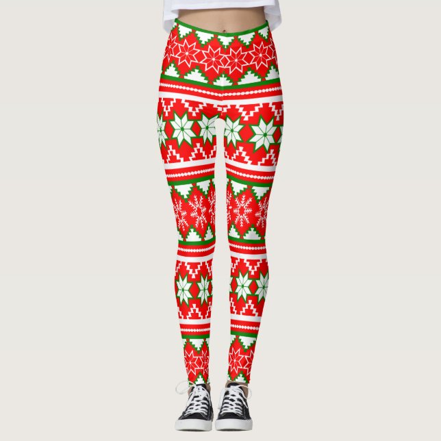 Leggings motif de style nordé de Noël (Devant)
