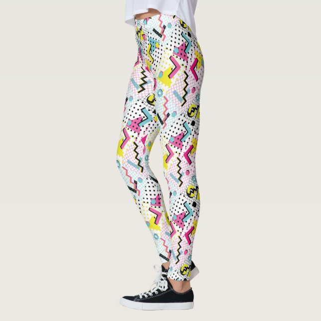Leggings Motif de style postmoderne Memphis (Gauche)