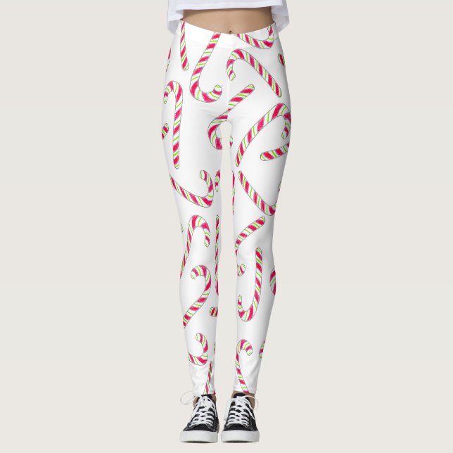 Leggings Motif de sucre de canne de Noël (Devant)