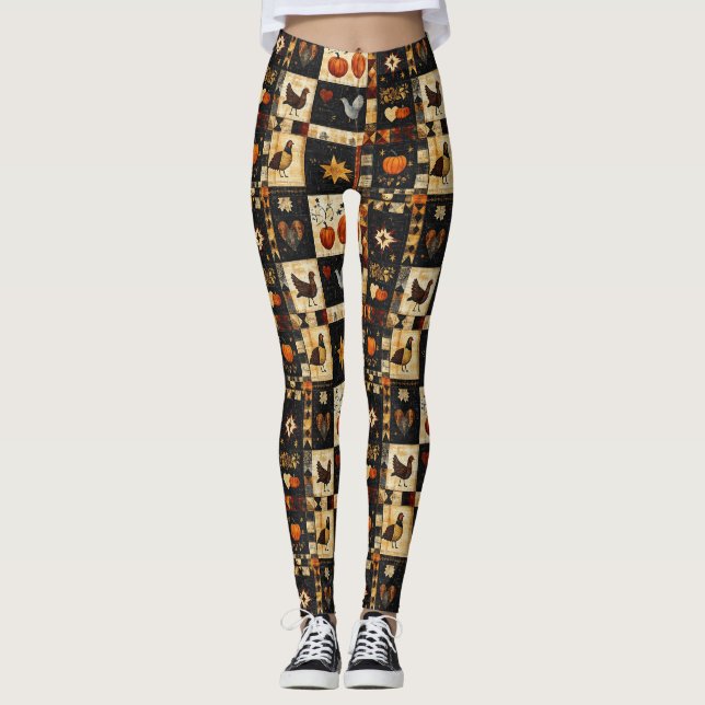 Leggings Motif de surface composée d'art populaire primitif (Devant)
