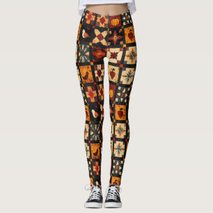 Leggings Motif de surface composée en Patchwork Automne Rus