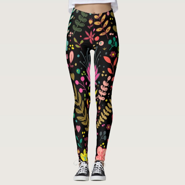 Leggings Motif de surface Florale - Papier peint Fleurs Des (Devant)