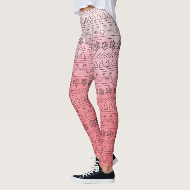 Leggings Motif de Sweat de Noël Pink Ombre (Gauche)