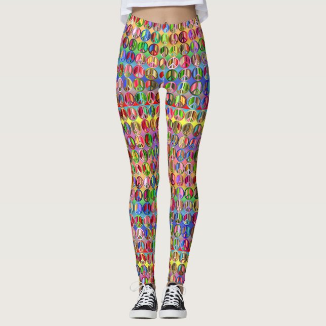 Leggings motif de symboles de paix multicolores (Devant)
