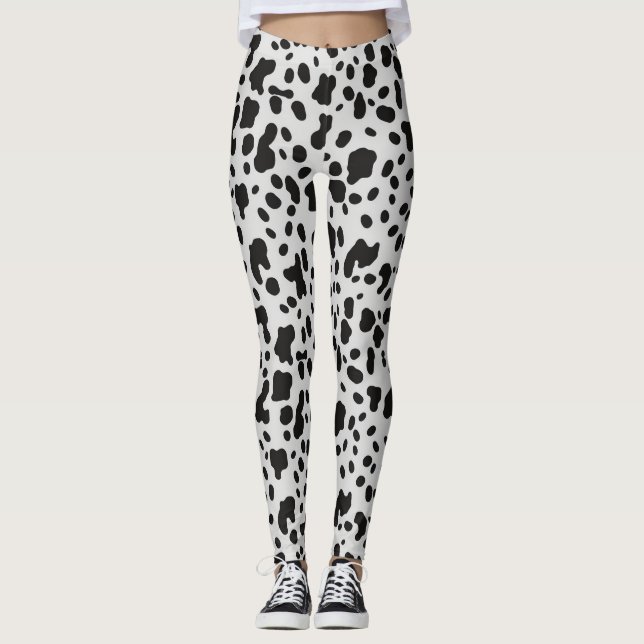 Leggings Motif de taches noires d'animal de ferme moderne v (Devant)
