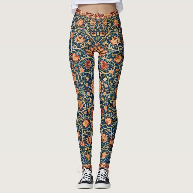 Leggings Motif de tapis magique Oriental en bleu et rouge (Devant)