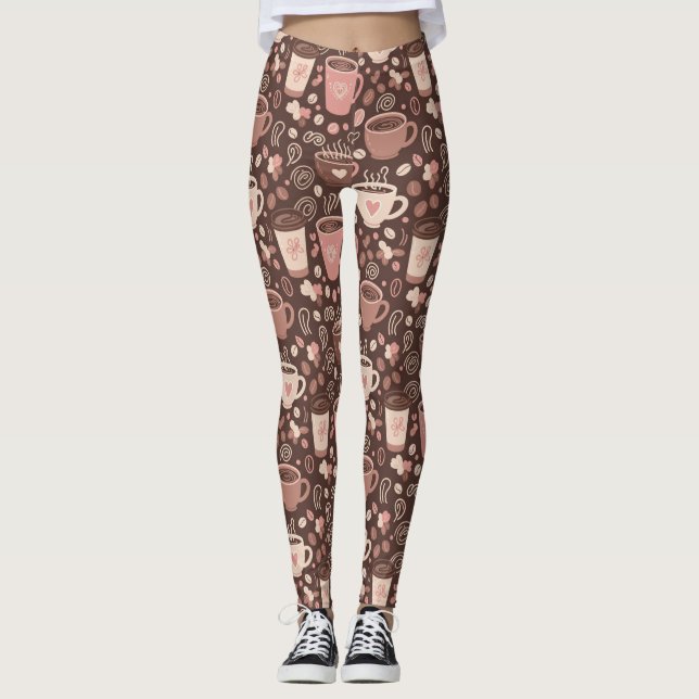 Leggings Motif de tasse de café cosy (2) (Devant)