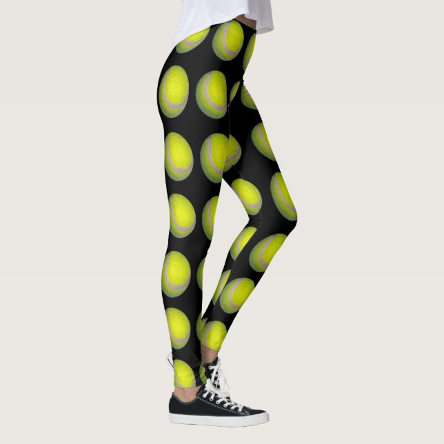 Leggings Motif De Tennis Jaune Et Noir, (Droite)