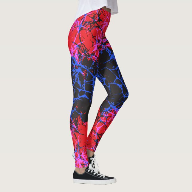 Leggings Motif de Terre Fendue Néon Abstrait (Droite)
