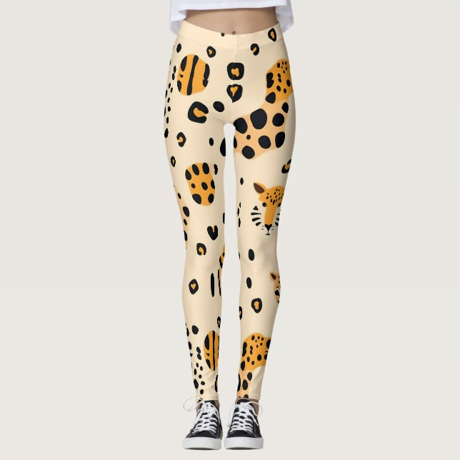 Leggings Motif de Têtes de léopard (Devant)