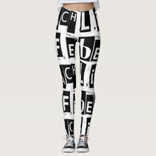Leggings Motif de texte Black and White Beach Life